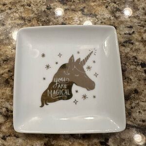 Unicorn Trinket Dish with Gold Accents